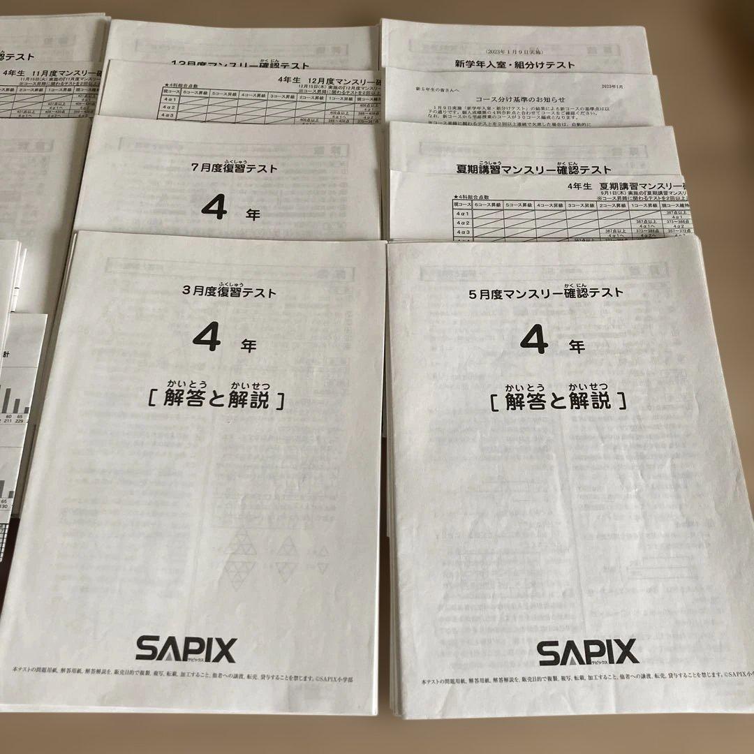 サピックス 4年生 3月度入室組分けテスト→新5年入室組分け 2022年度