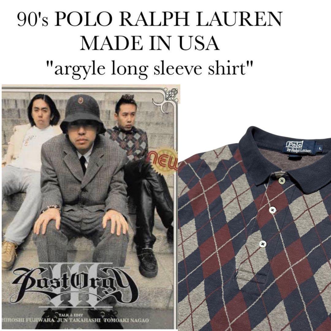 90s】希少 USA製 ラルフローレン アーガイル 長袖ポロシャツ L - メルカリ