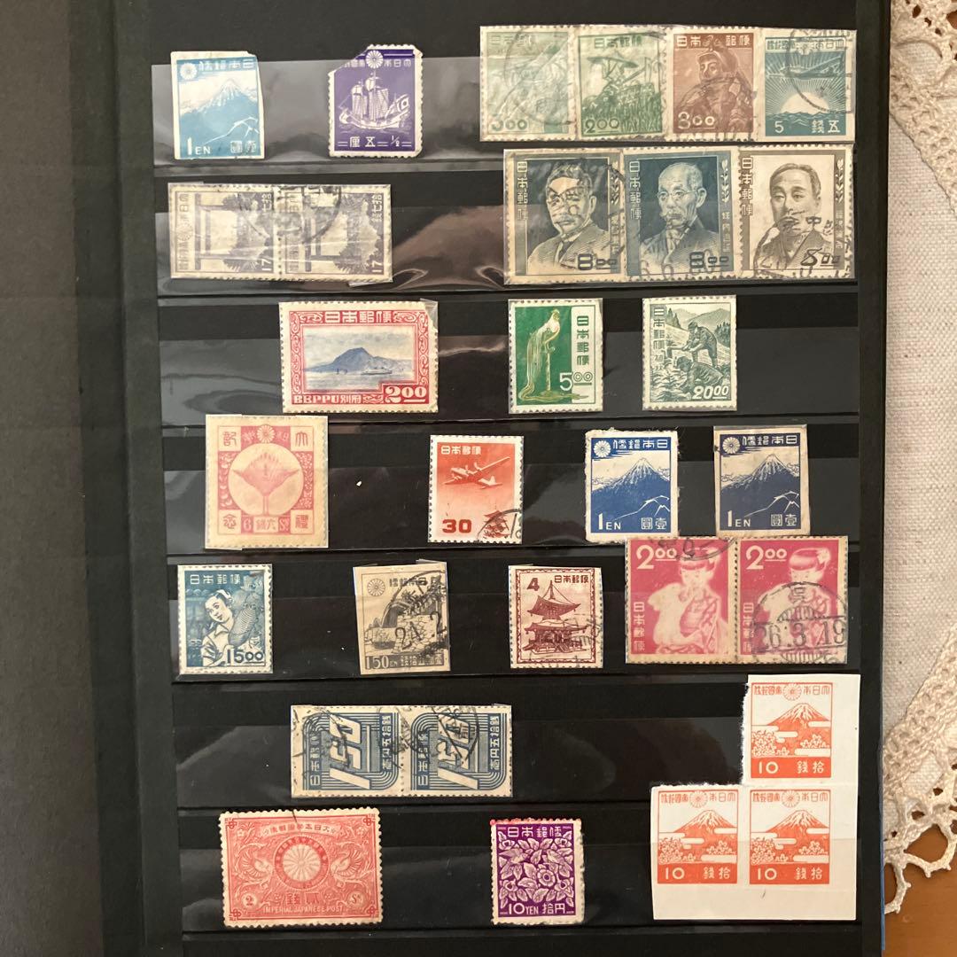 日本、世界の古切手コレクション 古いハガキ3枚 戦前 切手アルバム