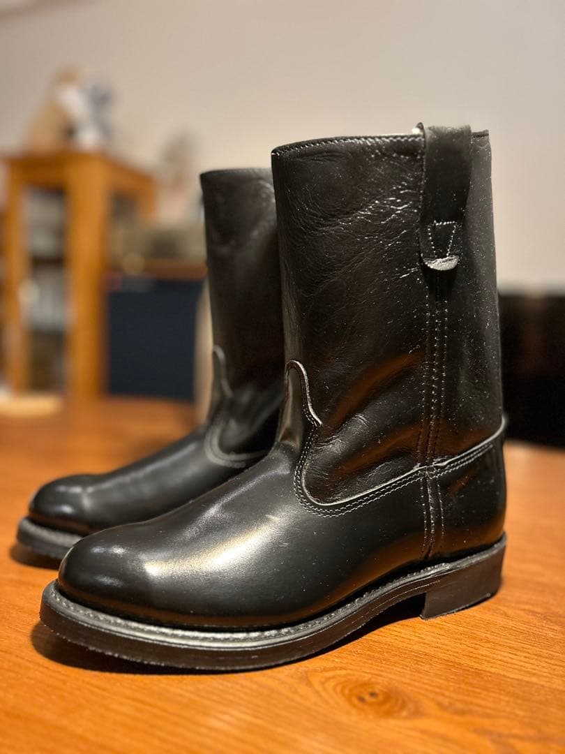 DOUBLE-H 7.5D（26センチ位）ブラックレザーブーツ•アメリカ製•新同
