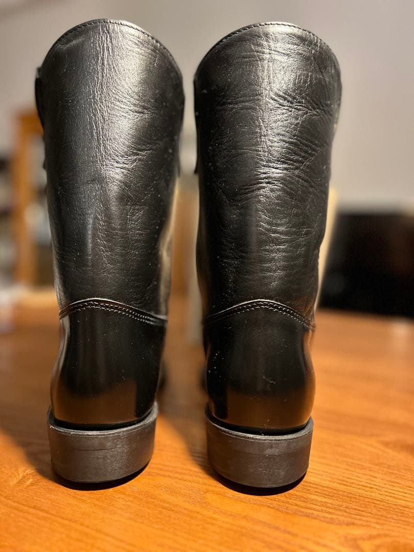 DOUBLE-H 7.5D（26センチ位）ブラックレザーブーツ•アメリカ製•新同