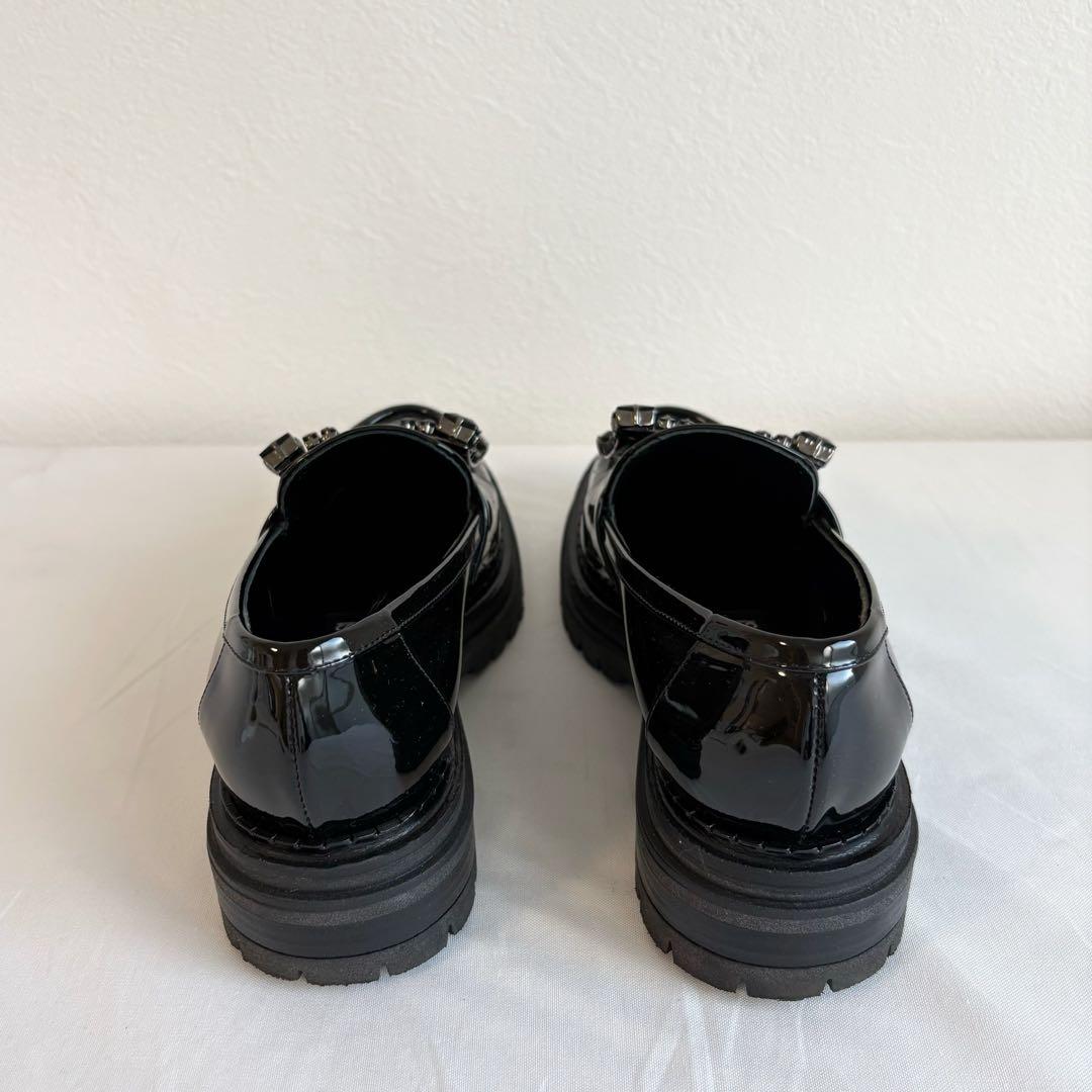 ⑤ 中古美品Sergio Rossi クリスタルバックル ブラック 22.5cm