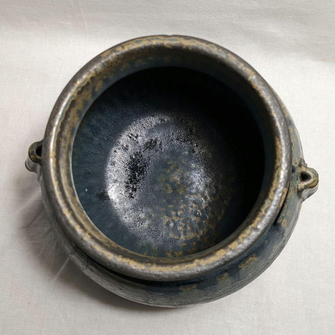 瀬戸市指定無形文化財 加藤釥 瀬戸焼 蒼釉耳付花入