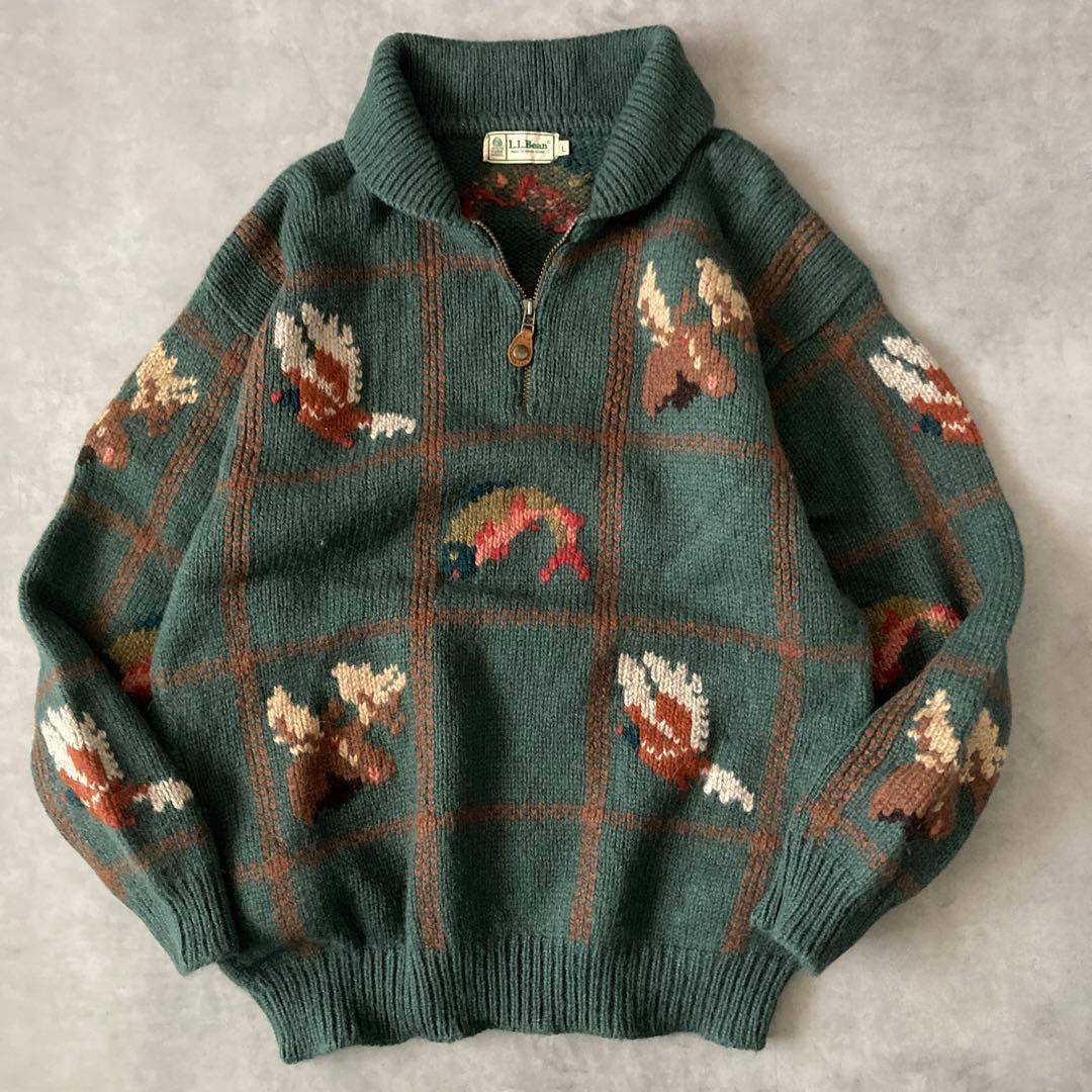 トップス 1980s L.L.Bean HALF ZIP WOOL KNIT