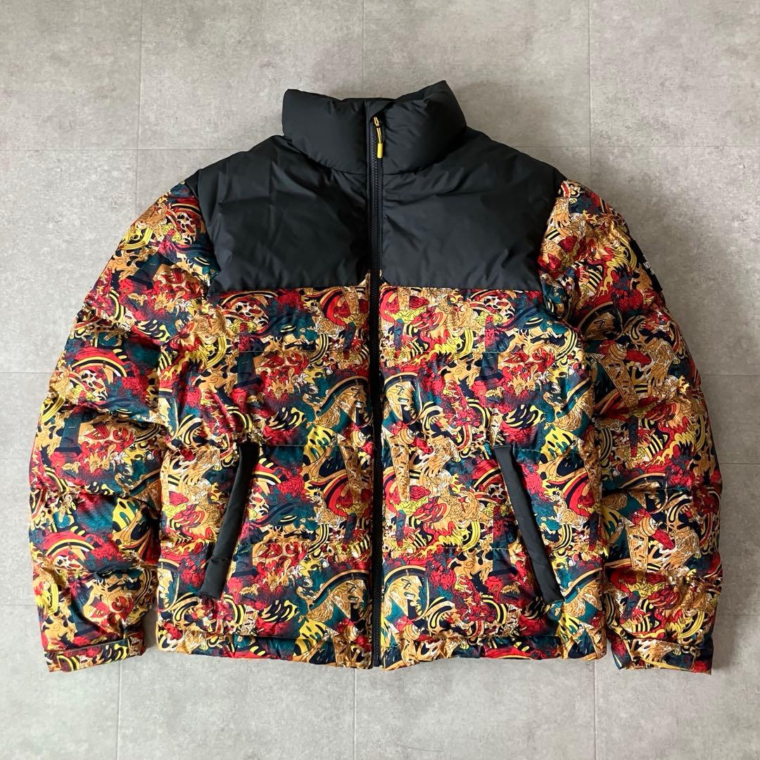 日本未発売 ノースフェイス 総柄 マルチカラー ダウンジャケット/M THE NORTH FACE ノースフェイス ノベルティ マルチプリント キャンプ