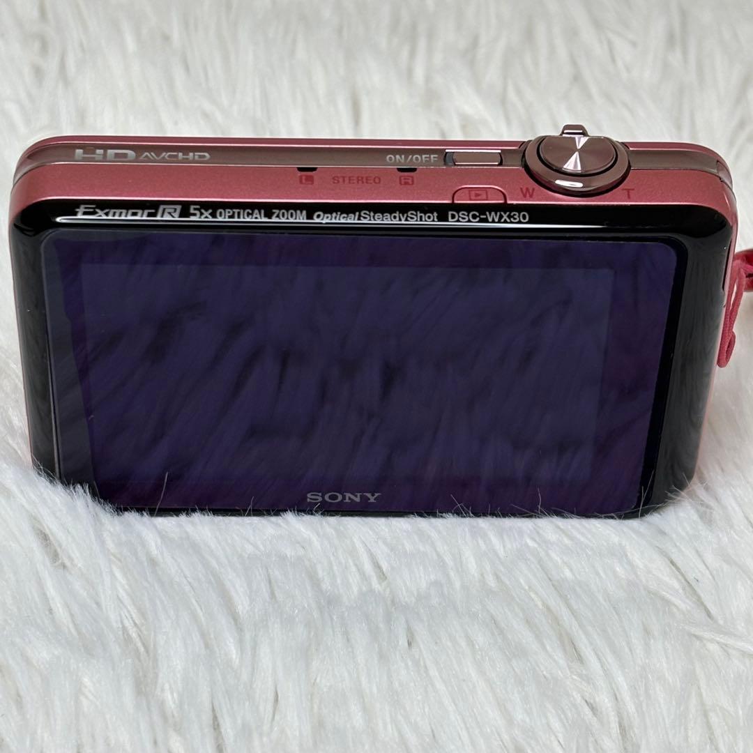 美品 SONY カメラ DSC-WX30 充電器 箱 ピンク コンデジ