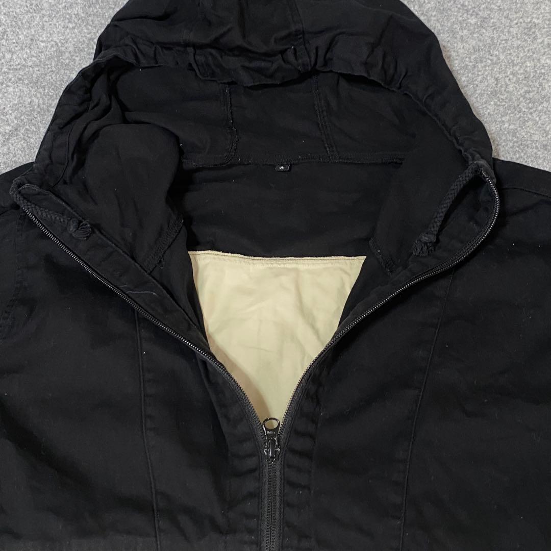 Y487 ナイロンジャケット フード付き 黒とベージュ - メルカリ