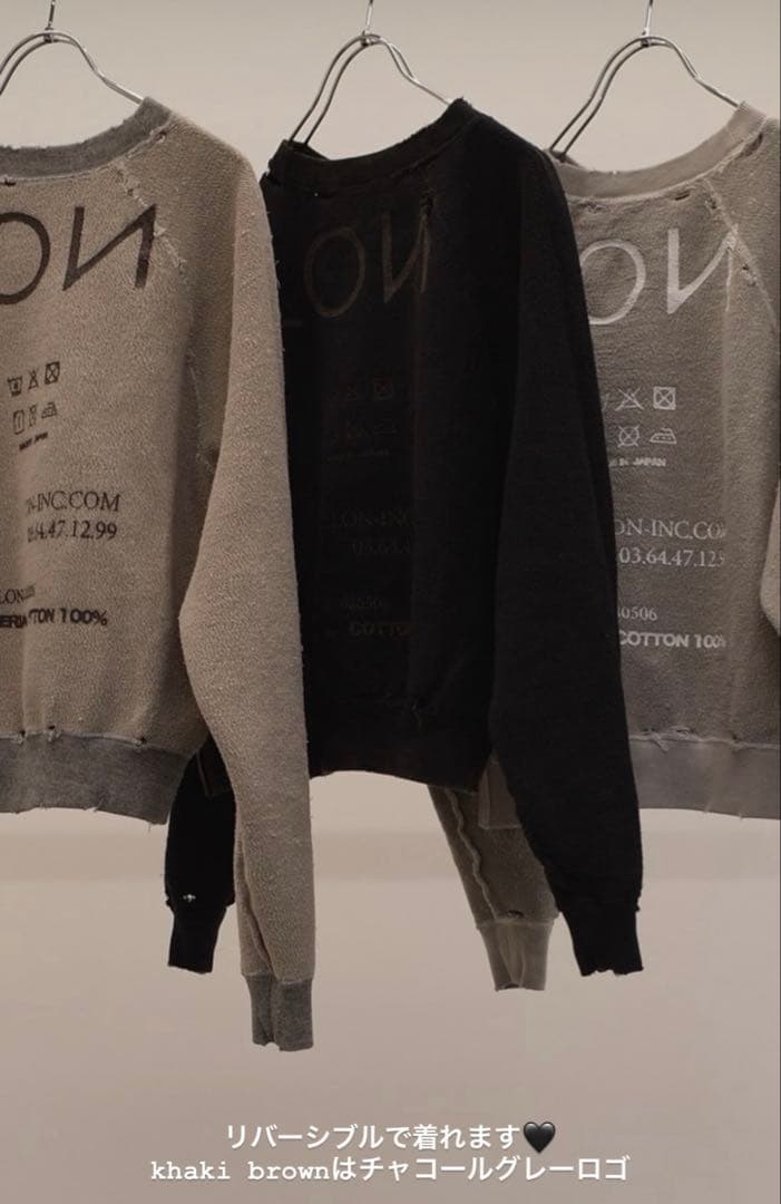 新品未使用lon ロンTWO SIDE SWEATSHIRT#04カーキブラウン - メルカリ
