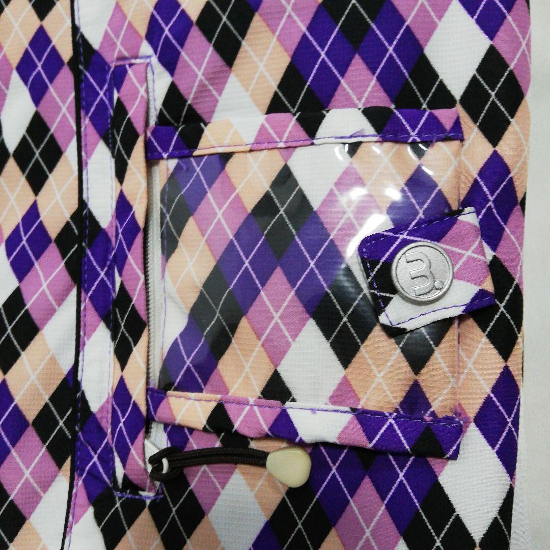 レディース LLサイズ スキーウェア ジャケット アーガイル パープル系