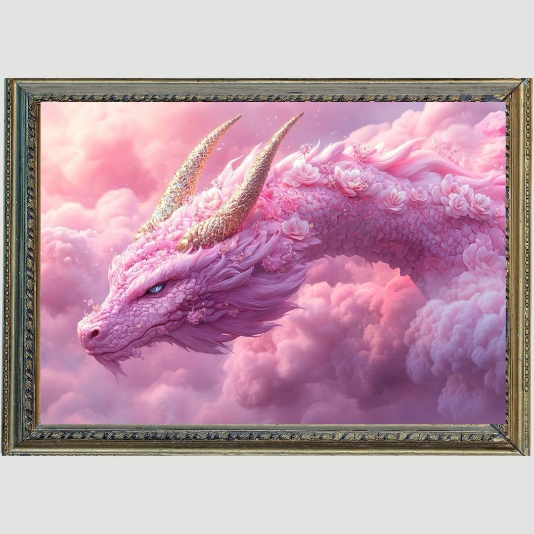 P1196 桃龍・ピンクドラゴン【開運•風水•絵画風•ヒーリングアート
