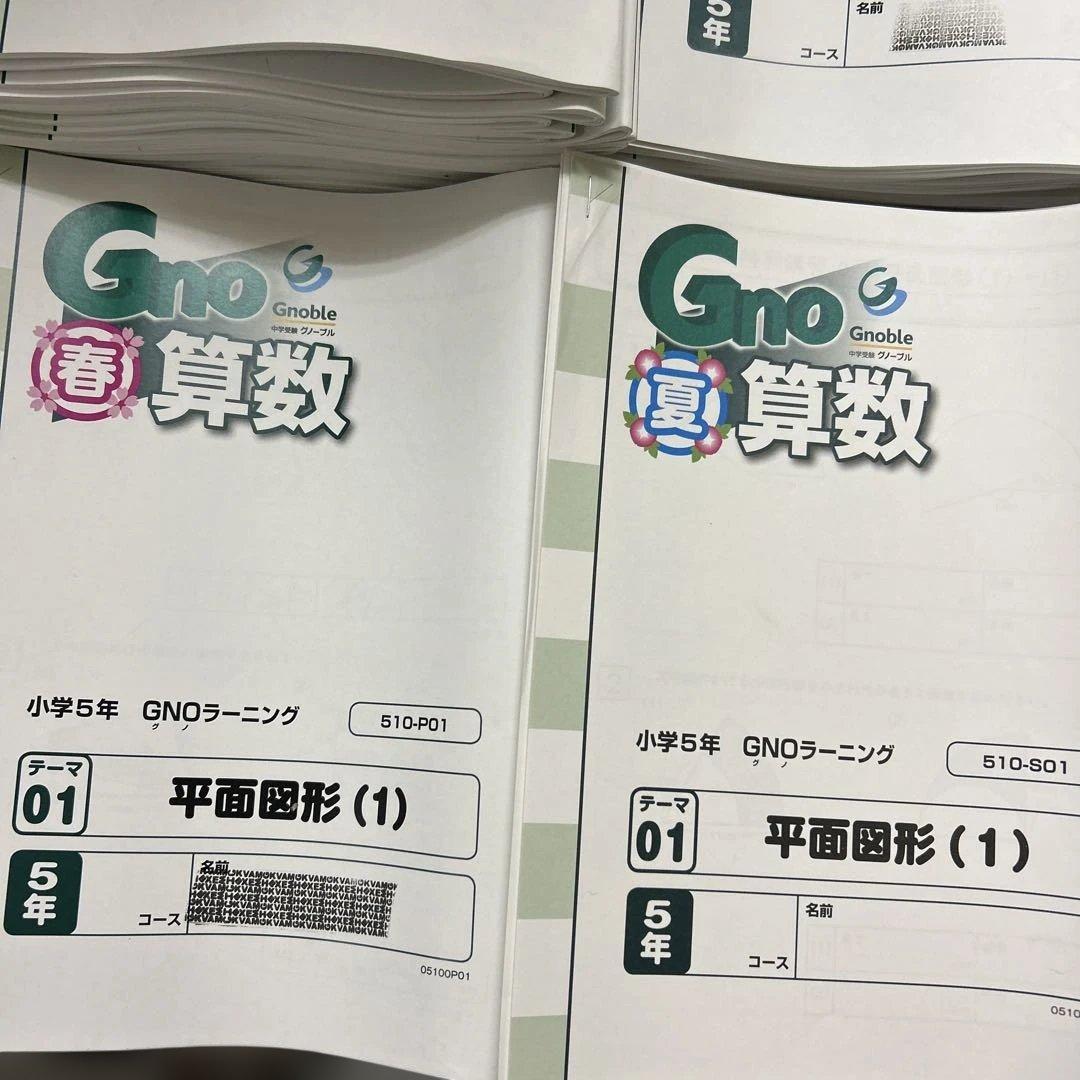 ① グノーブル 5年 算数 テキスト 一年分 N授業 T授業 季節講習込み