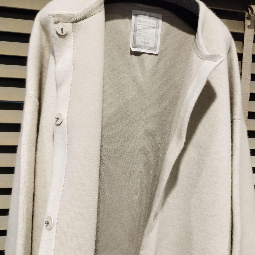 BEARDSLEY ビアズリー 洗えるニットコート アイボリー ノーカラー