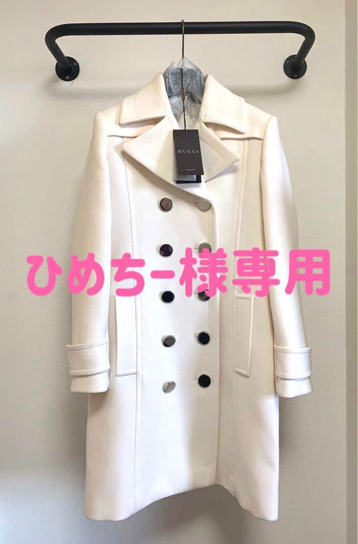 ひめちー【GUCCI 】アイボリー ウールコートサイズ36 2025SS グッチ ダブルG エンブロイダリー ウール コート (GUCCI/コート