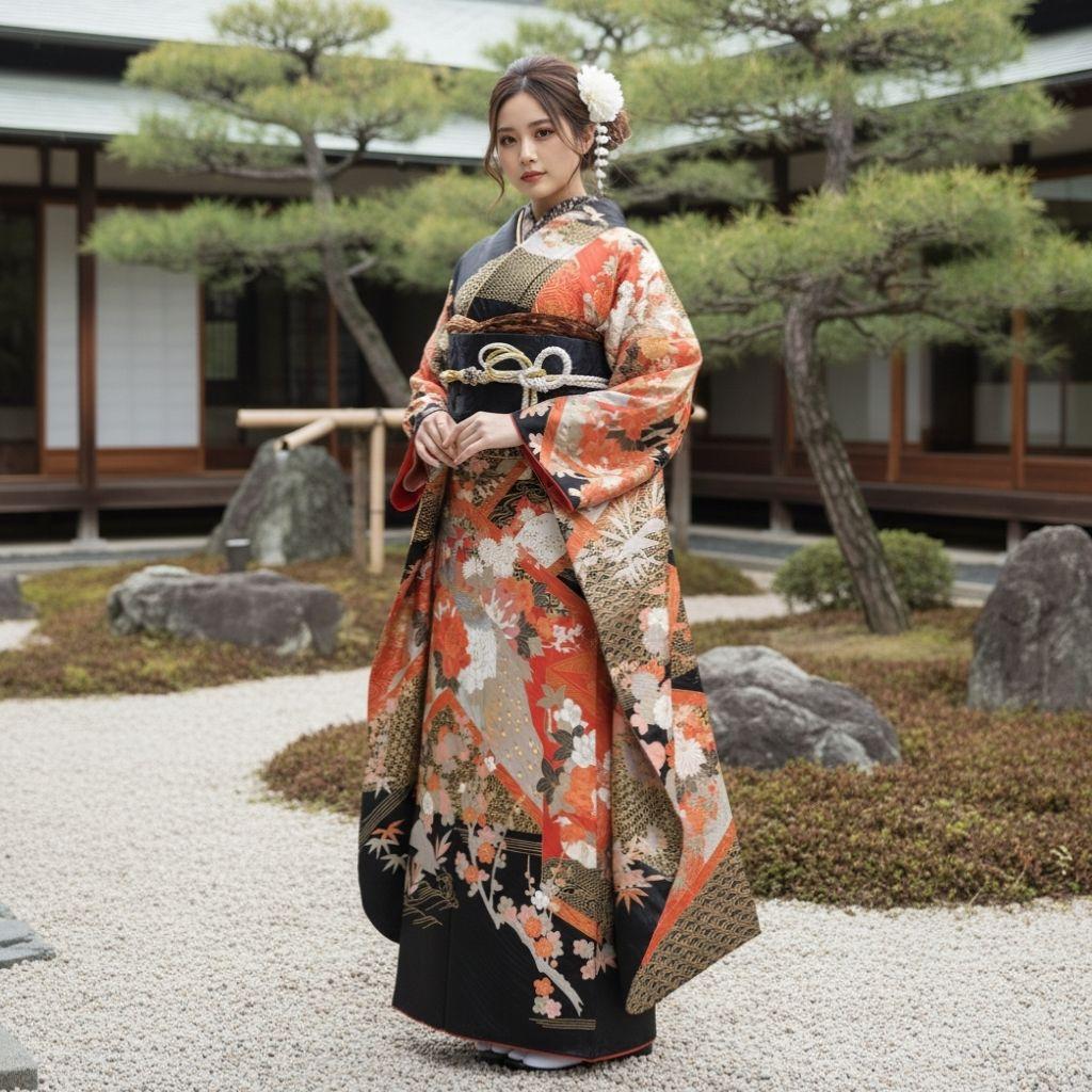 SALE中☆振袖フルセット(7点)成人式・高級古典柄・金彩加工・モード