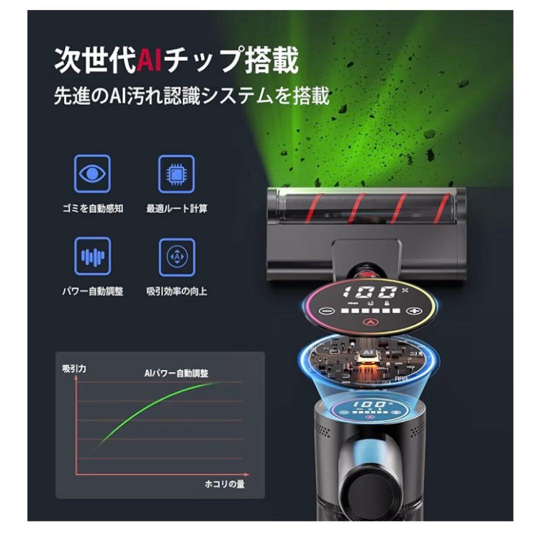 掃除機 コードレス 2026 独立モーター自走式 100Kpa超強力 AIモード