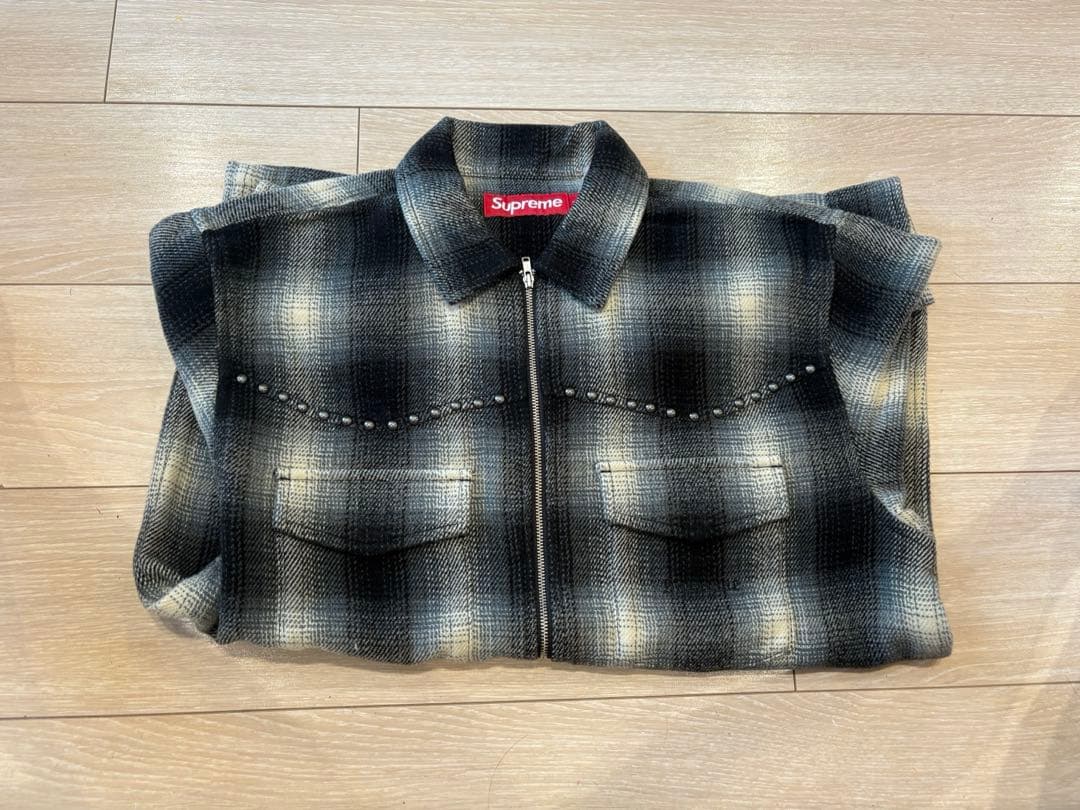 Supreme Studded Shadow Plaid ZipUp Shirt - メルカリ