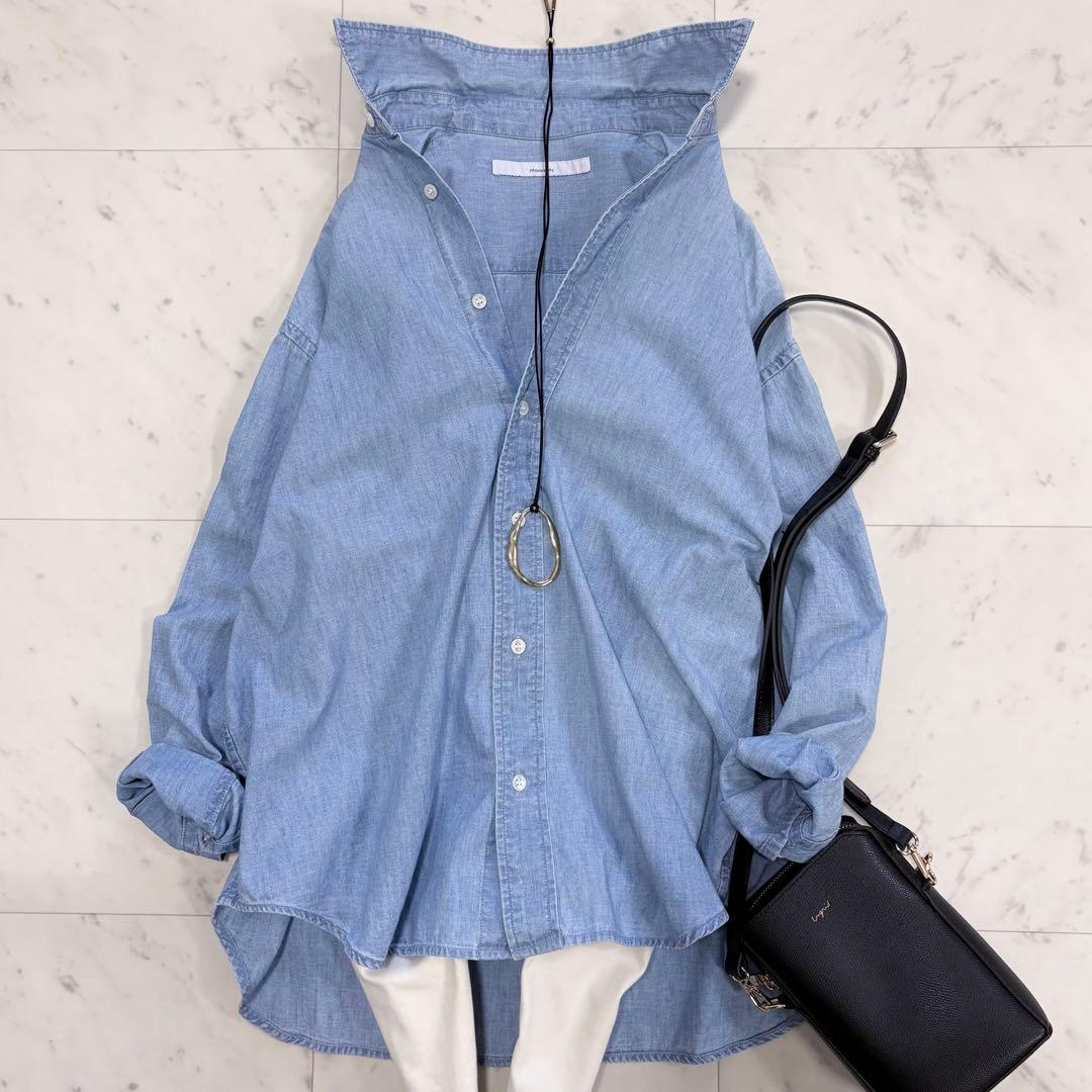 美品✨フレームワーク　ダンガリーシャツ　ゆったり　デニムシャツ　人気　ブルー フレームワーク FRAMeWORK ≪追加予約≫ダンガリーシャツ （ブルー C