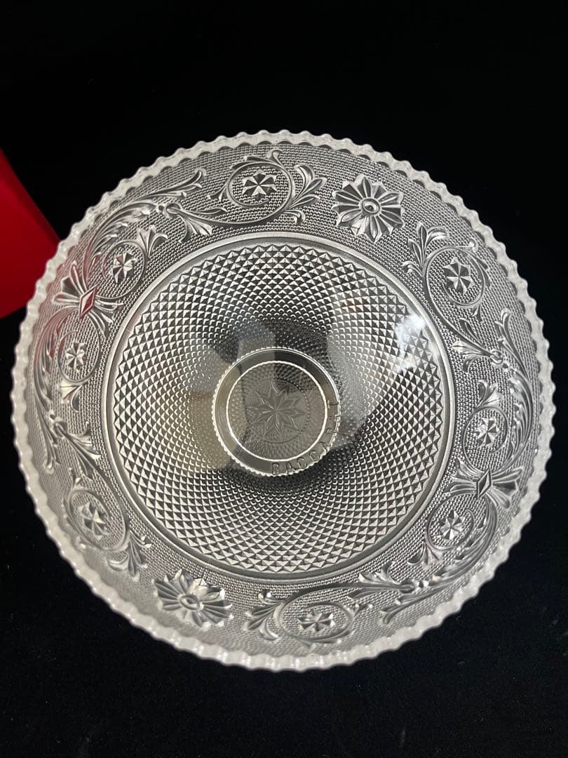 【廃番・希少】 【未使用】バカラ 花模様エッチングボウルシール・箱・冊子付