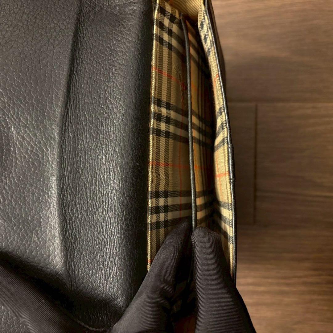希少】バーバリー ショルダーバッグ ノバチェック シボ革 レザー