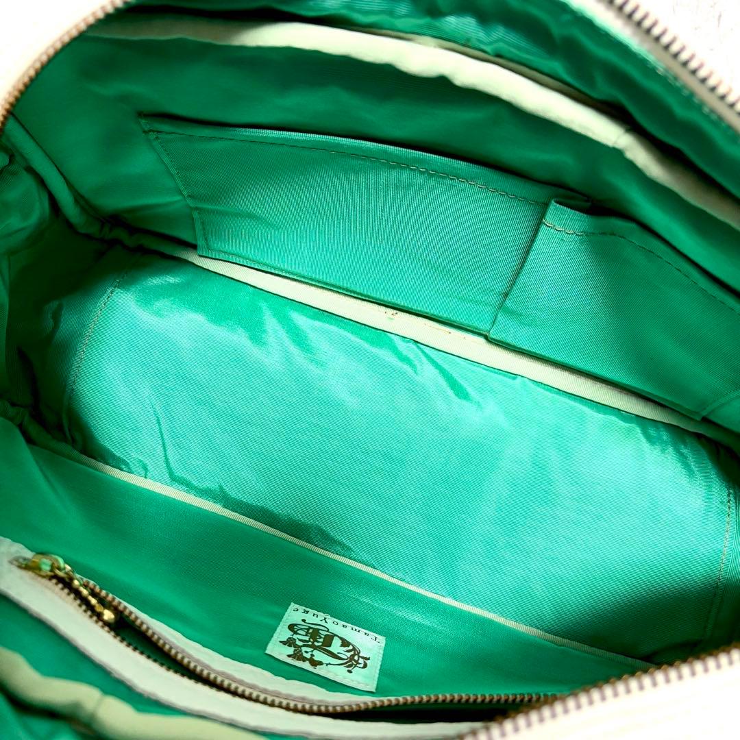 【極美品】タマオユゲ　弓削珠緒　ハンドバッグ　バンブー　ホワイト　花柄　希少