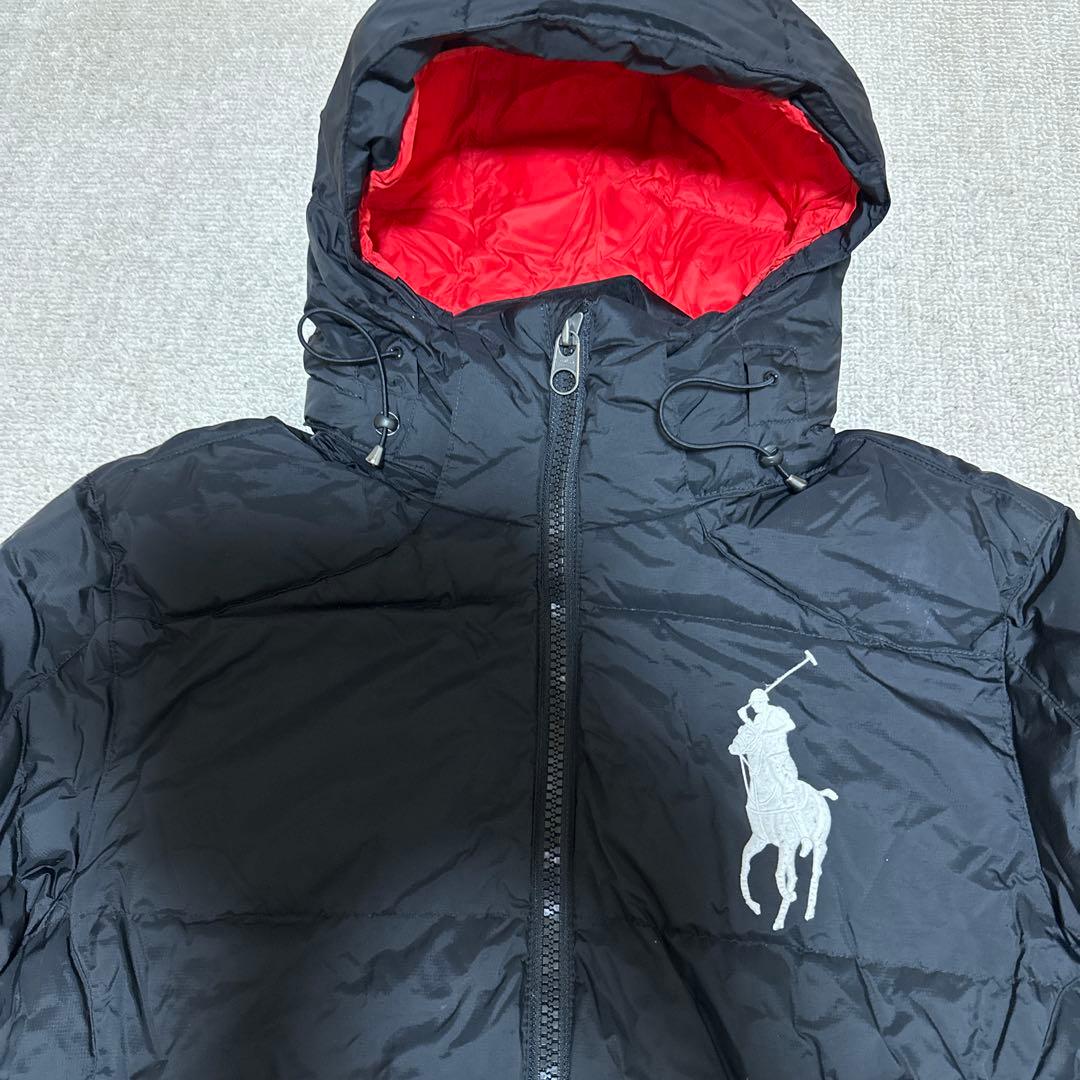 美品 ポロラルフローレン ダウンジャケット 黒赤ビッグポニー Mサイズ