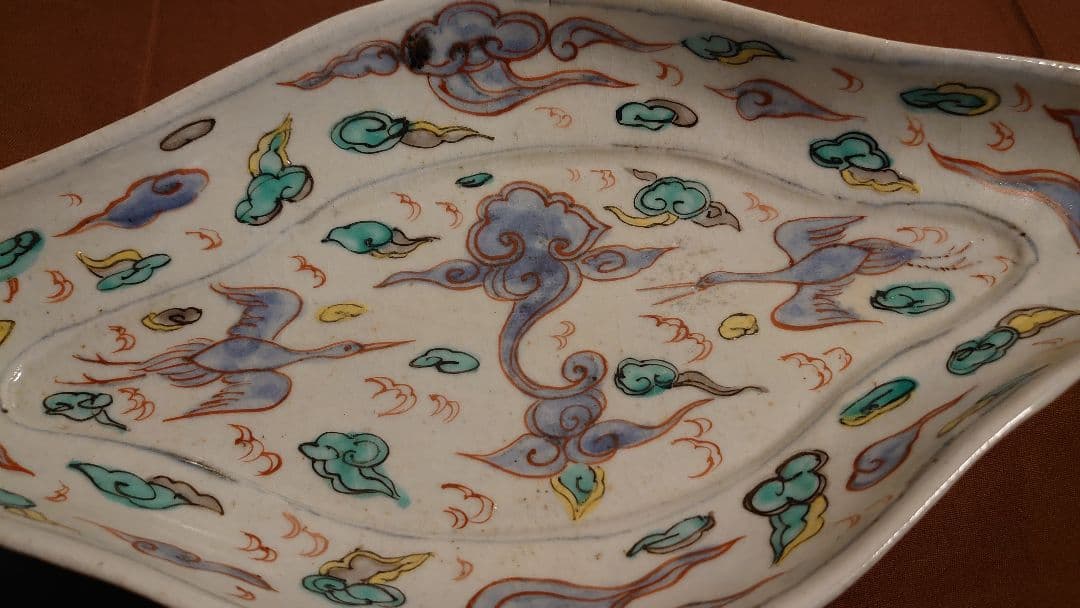 古九谷 古伊万里 菱形 色絵 鶴の図 九谷焼 美術館展示 1客 - メルカリ