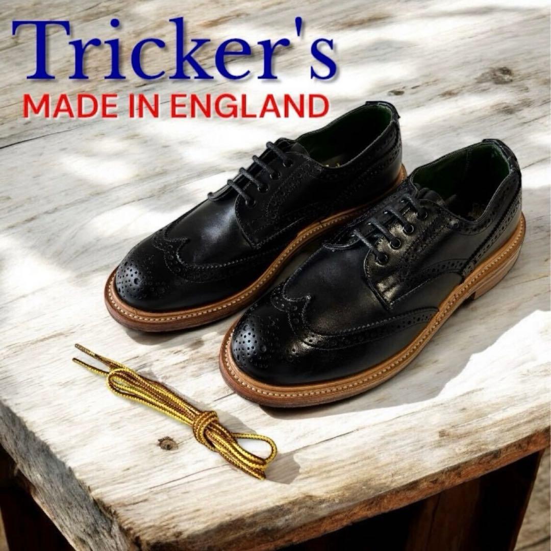 定価7万Tricker's 黒 ウィングチップシューズトリッカーズ24㎝革靴 トリッカーズ バートン|BOURTON BLACK ウィングチップ メンズ
