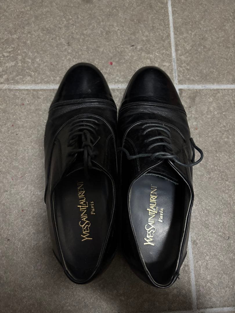 イブサンローラン ブラックレザーシューズ 25.5cm 黒