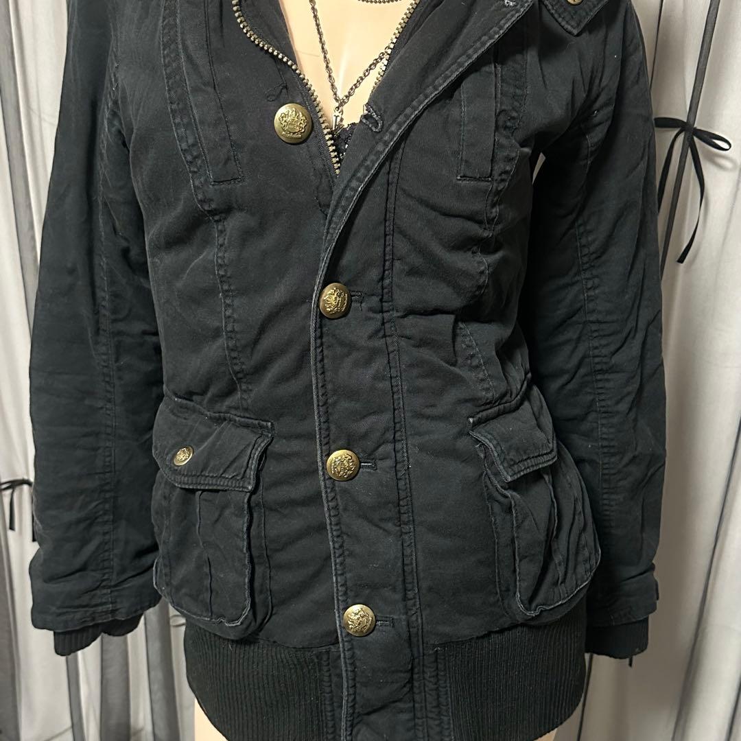 平成ギャル y2k リアルファー付きミニタリーモッズコート 黒 グランジ