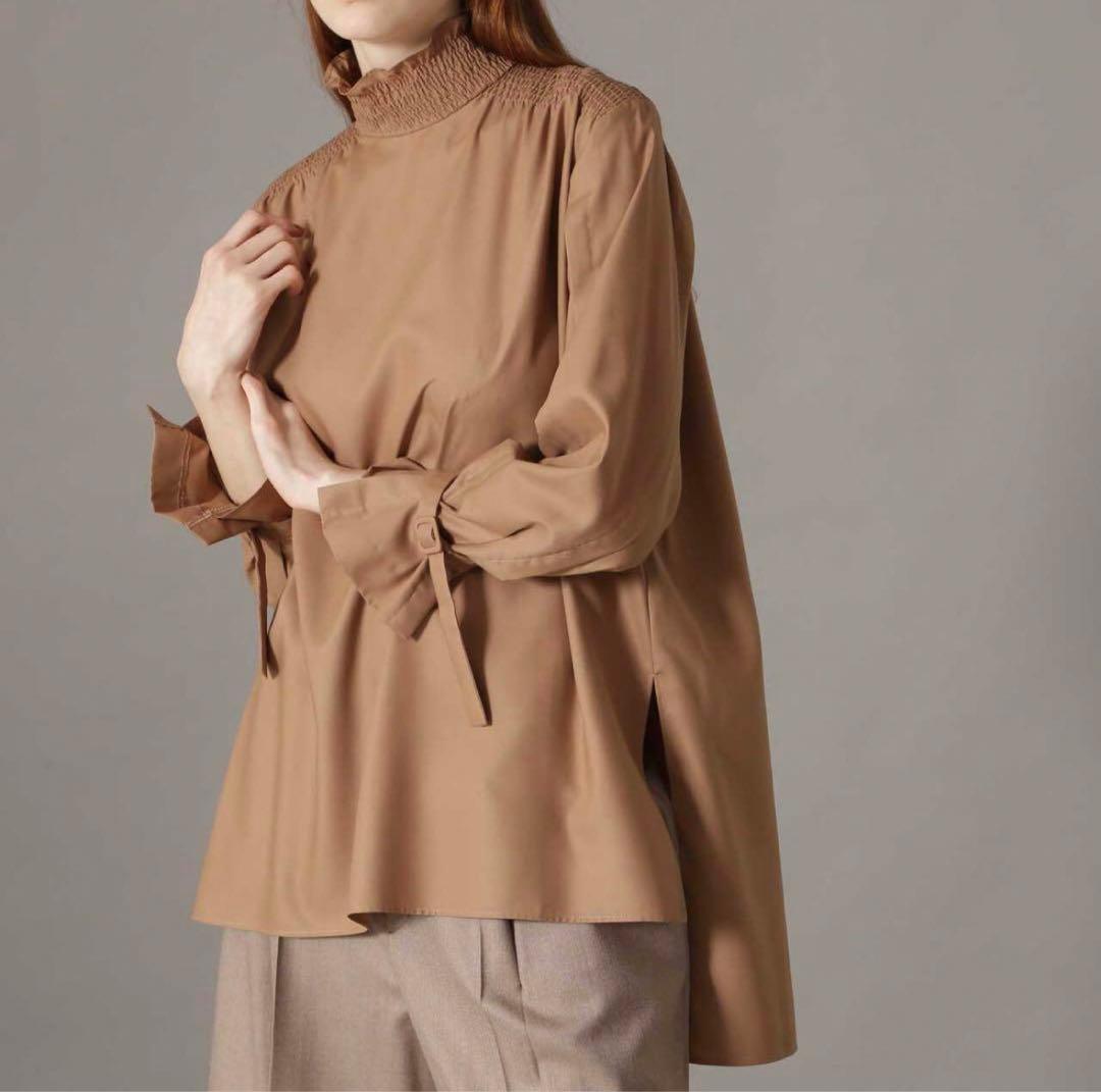 美品】ADORE アドーア マットポプリン ブラウス スタンドカラー 黄