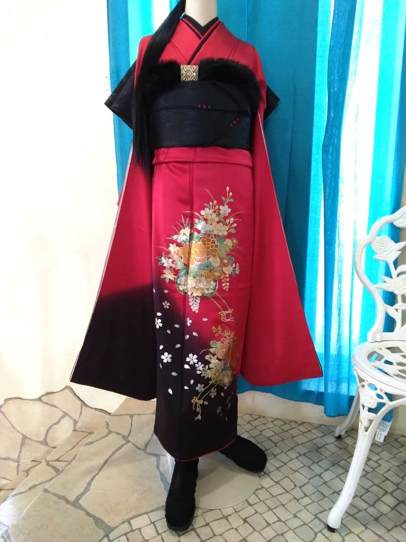 振袖フルセット、正絹振袖、成人式、半襟、重ね衿、帯揚げ帯締め、京の袋帯、襦袢 振袖用 正絹 帯揚げ・帯締め・重ね衿・半衿 4点セット オレンジ系 h