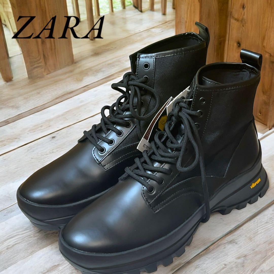 新品未使用 希少 ZARA ビブラム レースアップブーツ 43 27.5 - メルカリ