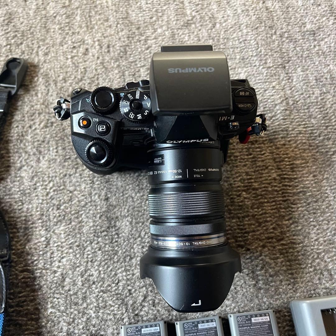 オリンパスE-M1 ミラーレス一眼 レンズセット 電池3個 バッテリーグリップ