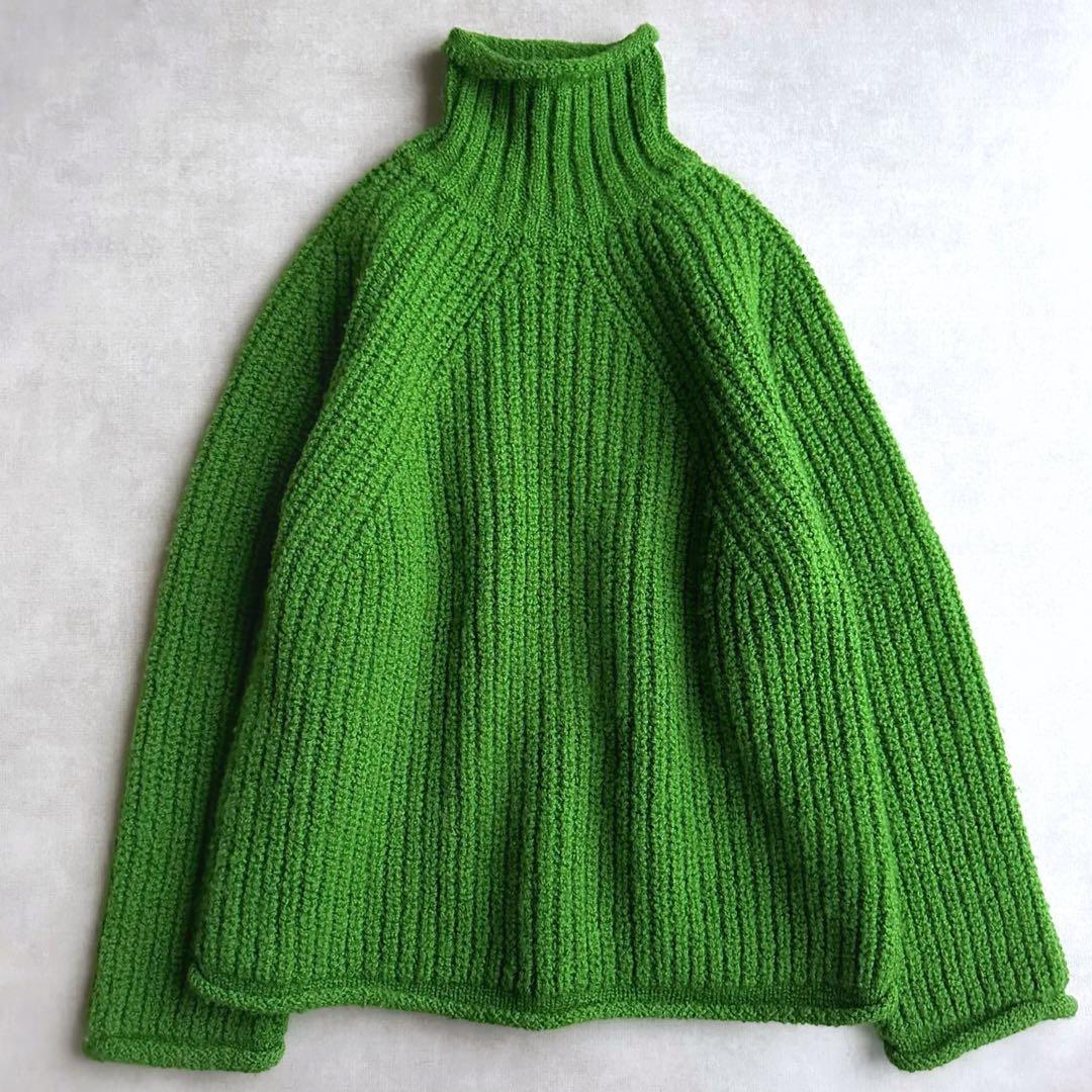 美品△BATONER バトナ―//ウォールヤーンシグネチャータートルネック 緑