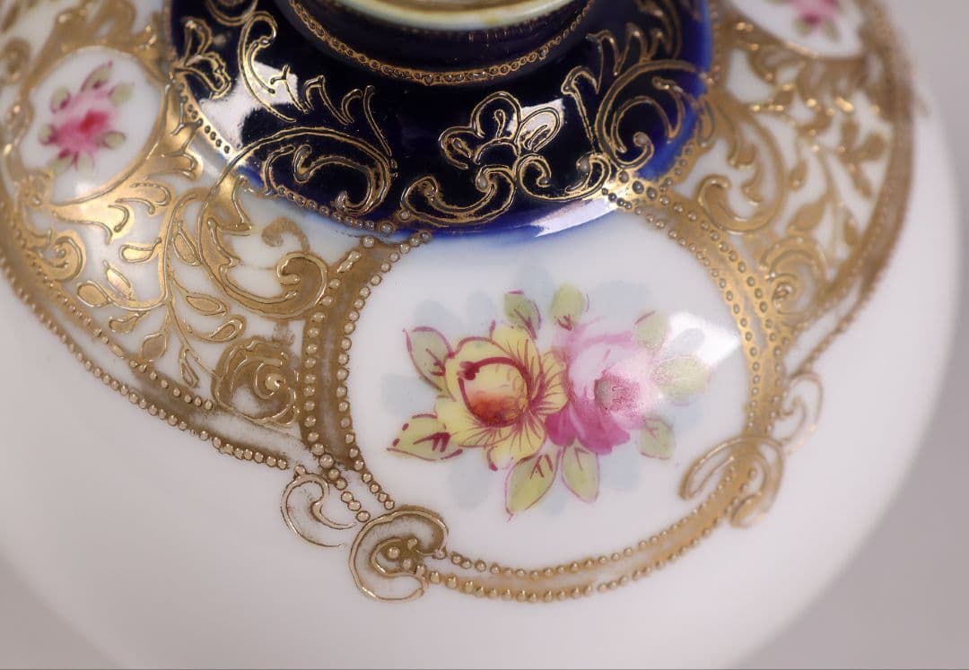 CM299】オールドノリタケ 花 薔薇 香水瓶 金彩 盛上 パフューム 明治