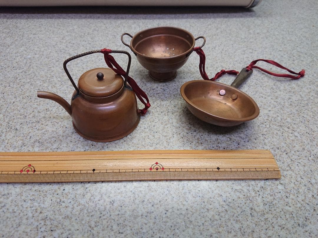 ミニチュア コランダー フライパン ケトル 銅