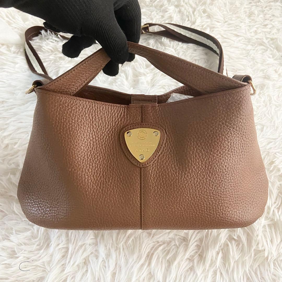 美品ATAO アタオ チヴィ ショルダーバッグ アーモンド レザー 2way