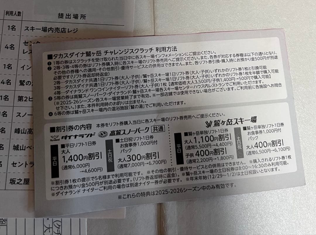 鷲ヶ岳 一日券+高鷲マウンテン半額券 - メルカリ