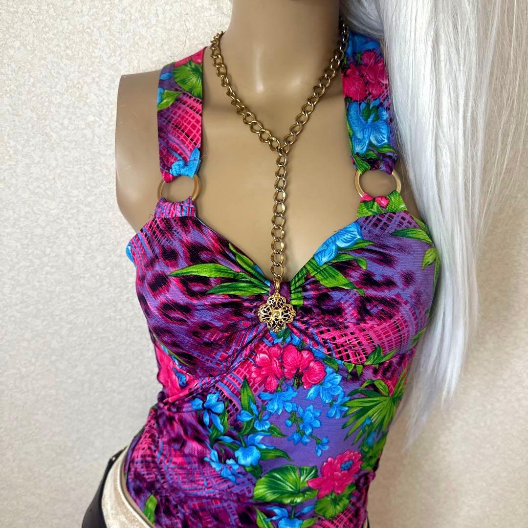 AVIRA PINK】アビラピンク ヒョウ柄×花柄 背中がんあきキャミの通販は