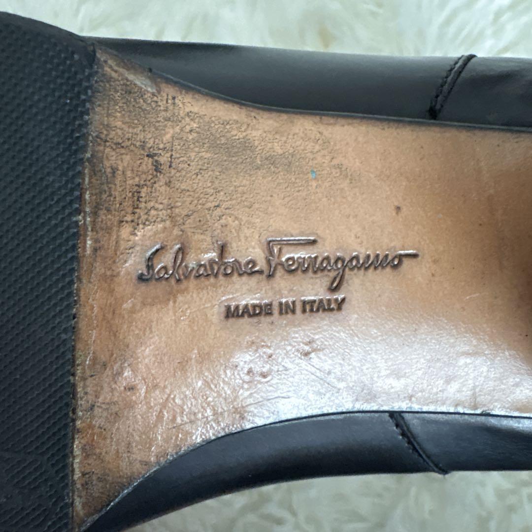 サルヴァトーレ フェラガモ サイドゴアブーツ 黒 レザー 24〜24.5cm