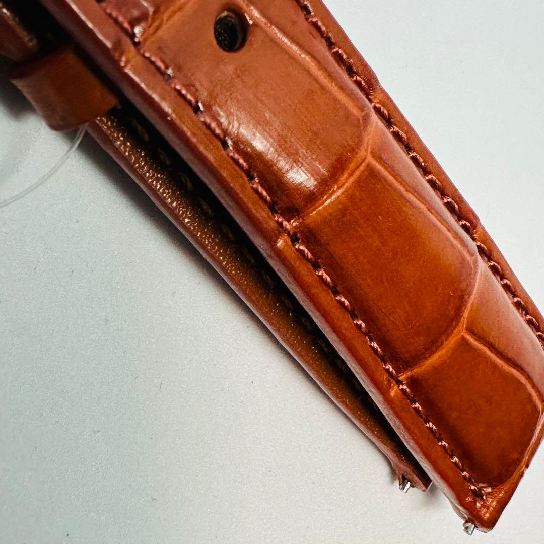 6050#20mm-16mmコニャック☆本物クロコダイルレザーベルト☆スイス製