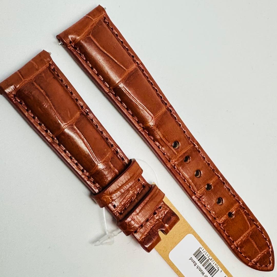 6050#20mm-16mmコニャック☆本物クロコダイルレザーベルト☆スイス製