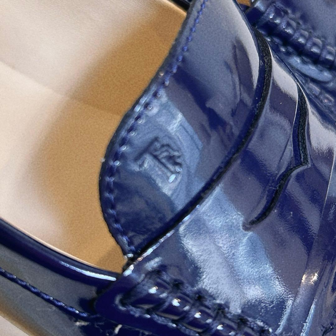TOD'S トッズ ローファー パテント ロゴ刻印 24cm ネイビー - メルカリ