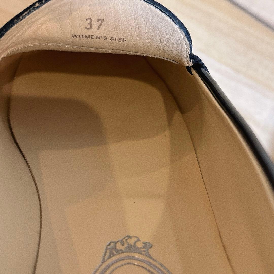 TOD'S トッズ ローファー パテント ロゴ刻印 24cm ネイビー - メルカリ