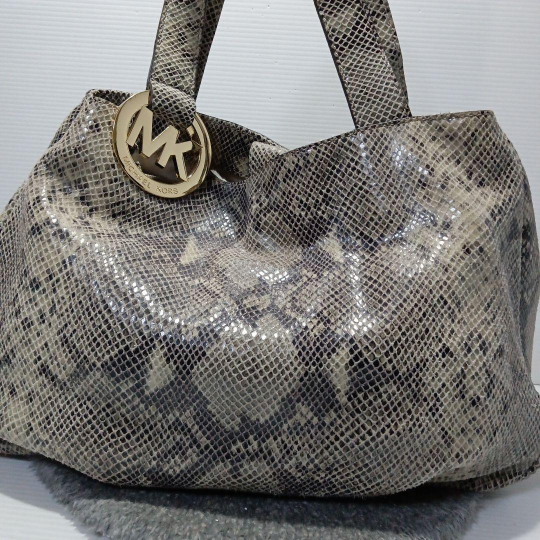 マイケルコース パイソン本革レザー型押しトートゴールド金具 【未使用