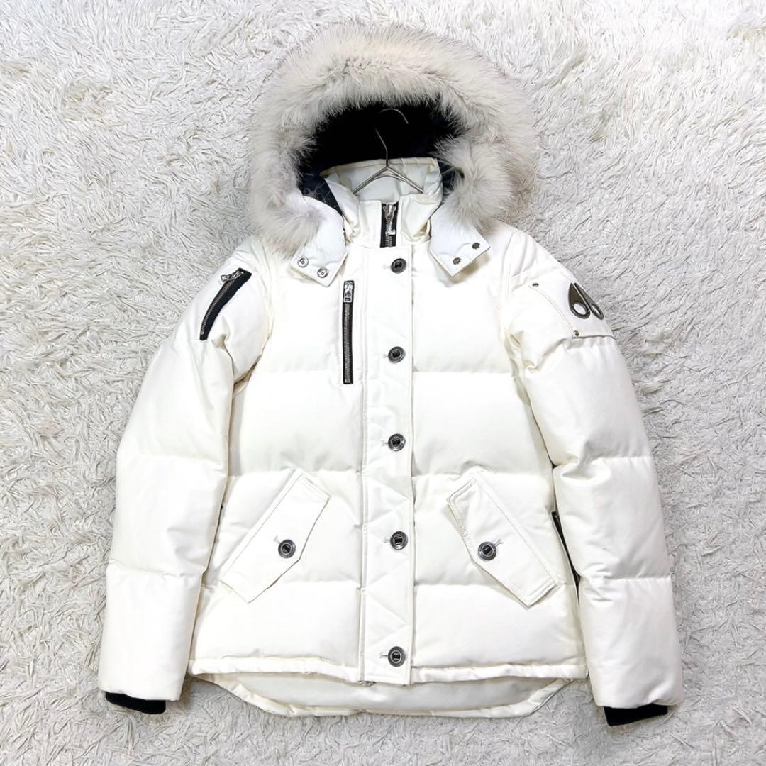 ムースナックルズ ダウンジャケット 2way リアルファー S ホワイト