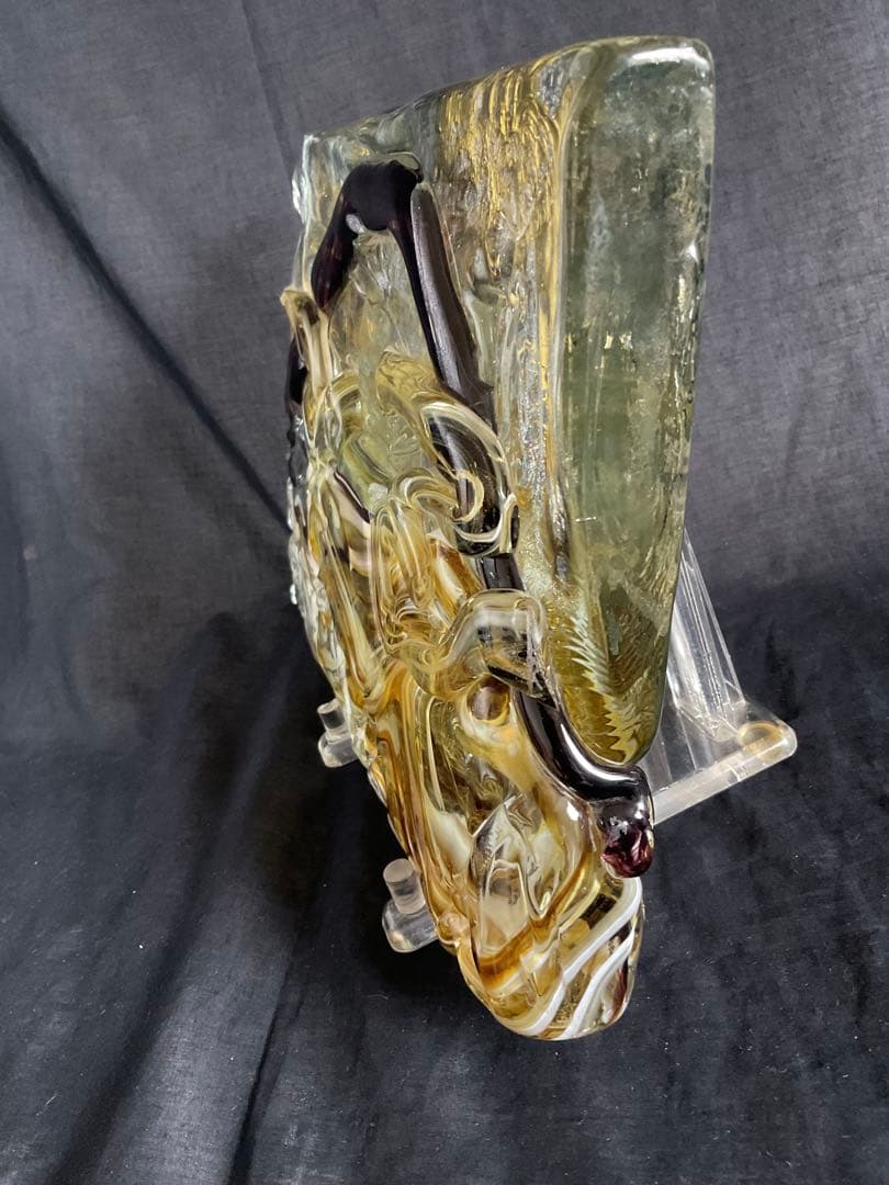 ルーク様専用 藤田喬平 ガラス・レリーフ「富士山」(サイン)/オブジェ