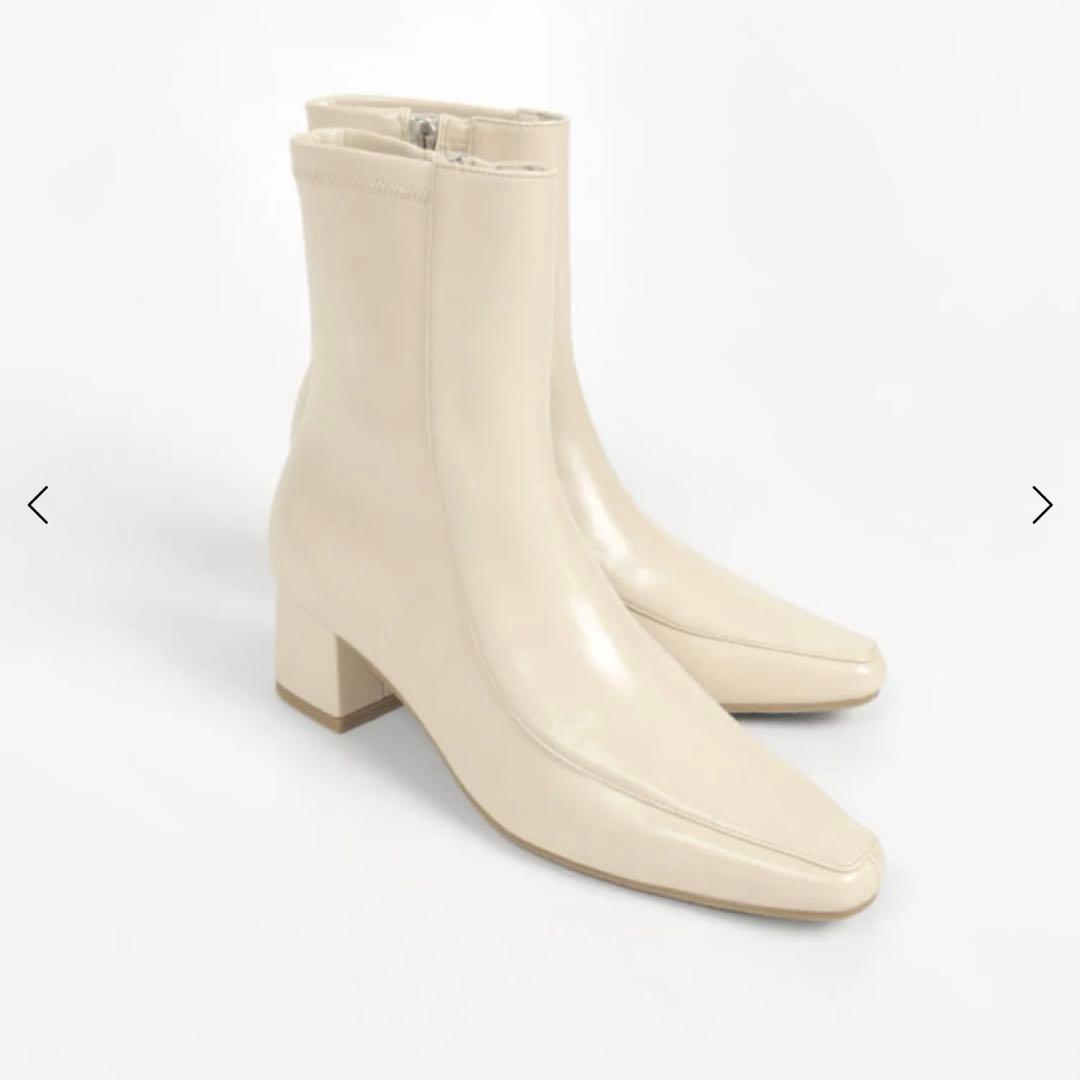 ヤマダヤ FENNEL エナメルショートブーツ アイボリー