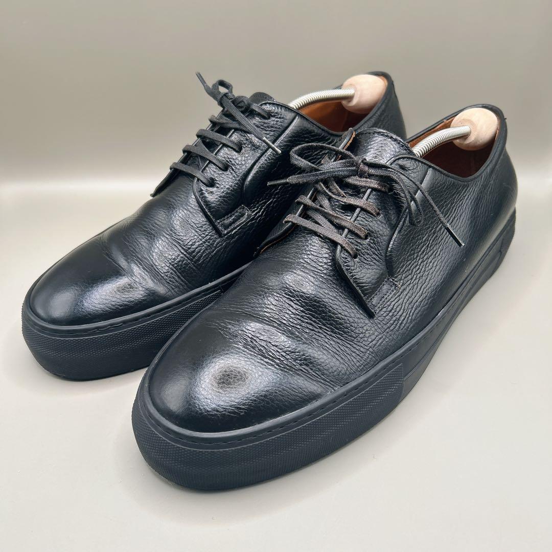 美品』ユナイテッドアローズ ドレススニーカー 革靴 シボ革 ブラック
