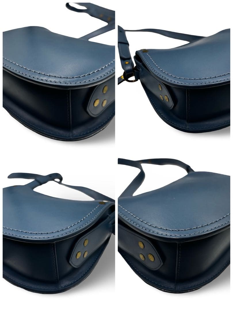 美品】ポロラルフローレン ショルダーバッグ レザー ブルー 斜め掛け